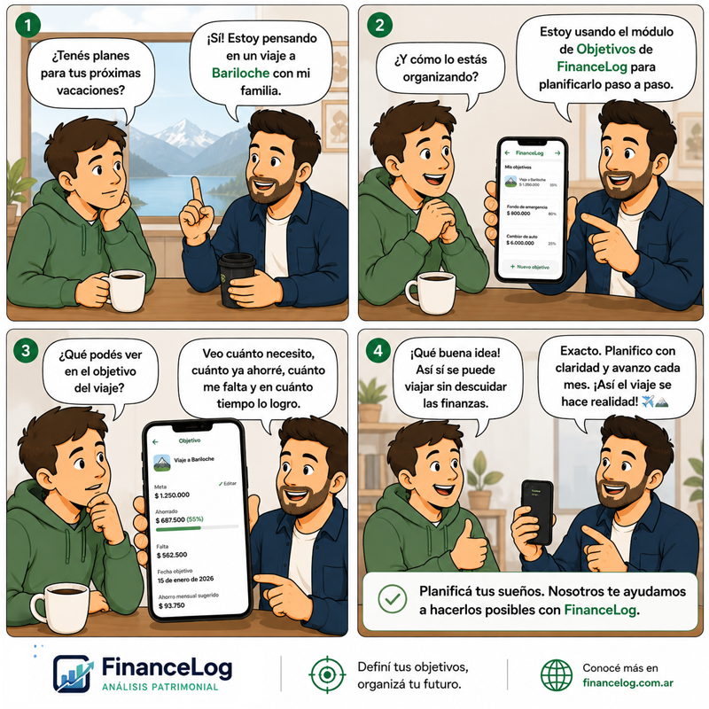 Objetivos en FinanceLog